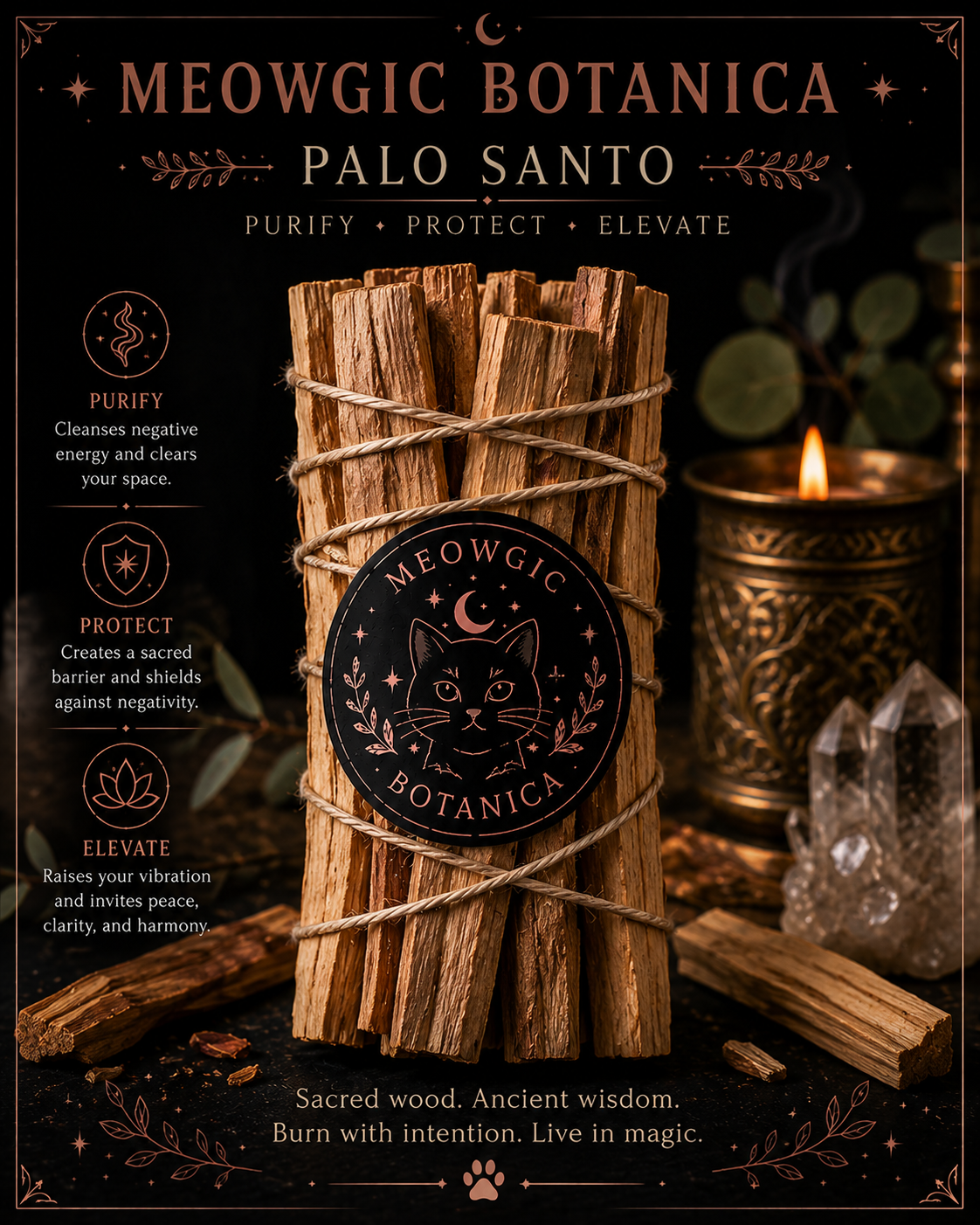 "🌿 palo santo — cleanse, reset & raise the vibes ✨"