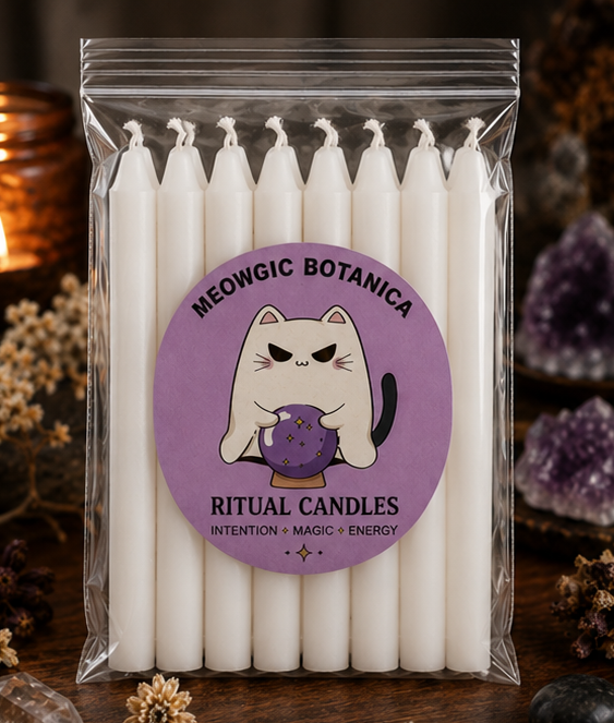"🤍 Pack of (16 )White Ritual Candles — Purity, Peace & Divine Energy" "🤍 Paquete de 16 Velas Rituales Blancas de Soya — Pureza, Paz y Energía Divina"