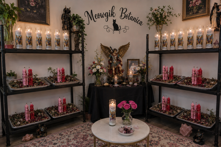 "CANDLES PRACTICED HERE @ MEOWGIC BOTANICA" "VELAS PRACTICADAS AQUI EN MEOWGIC BOTANICA"