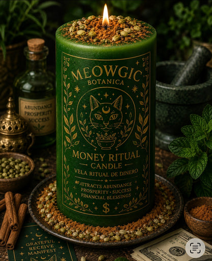Green money ritual candle