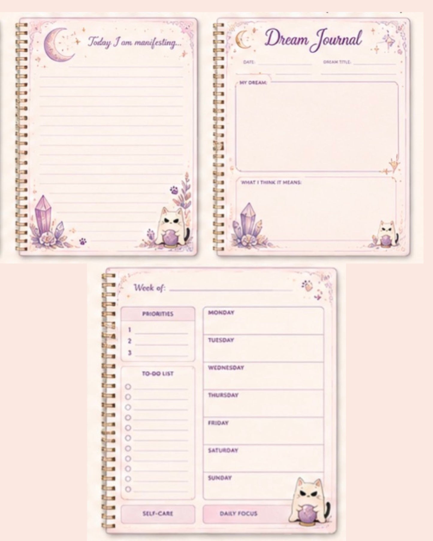 The Zodiac Book of Meowgic Horoscope Planner & Manifestation Journal (250pages) /  El Cuaderno De Horoscopos y Calendario Para Agendar Tus Planes y Manifestar De (250 Paginas).
