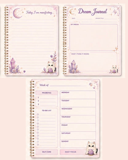 The Zodiac Book of Meowgic Horoscope Planner & Manifestation Journal (250pages) /  El Cuaderno De Horoscopos y Calendario Para Agendar Tus Planes y Manifestar De (250 Paginas).