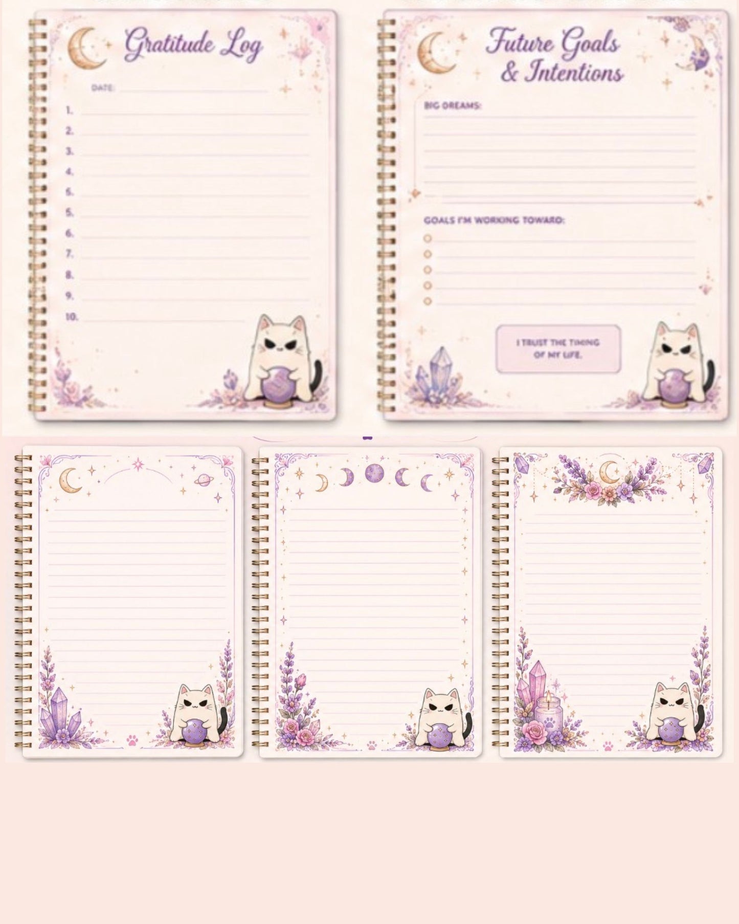 The Zodiac Book of Meowgic Horoscope Planner & Manifestation Journal (250pages) /  El Cuaderno De Horoscopos y Calendario Para Agendar Tus Planes y Manifestar De (250 Paginas).