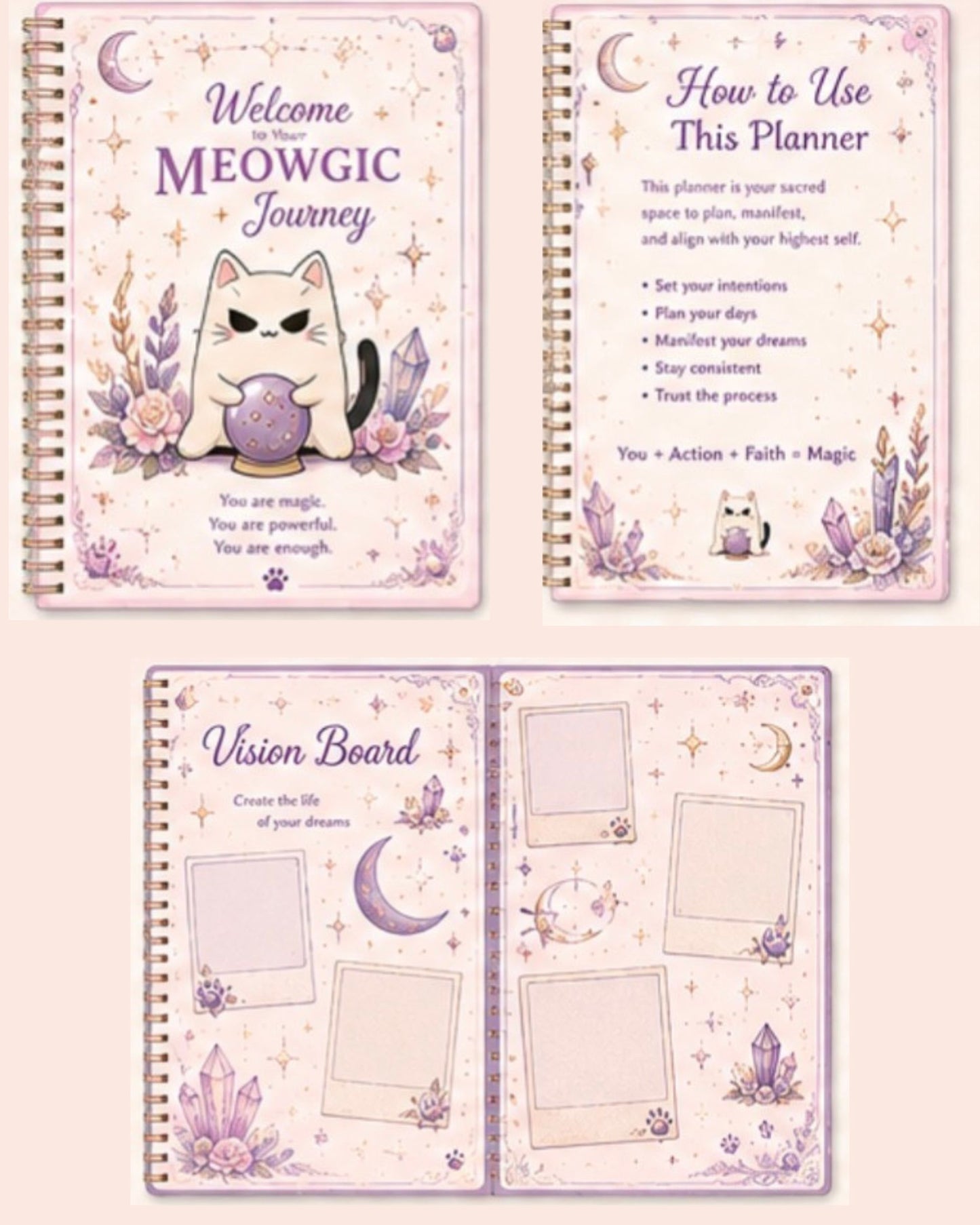 The Zodiac Book of Meowgic Horoscope Planner & Manifestation Journal (250pages) /  El Cuaderno De Horoscopos y Calendario Para Agendar Tus Planes y Manifestar De (250 Paginas).