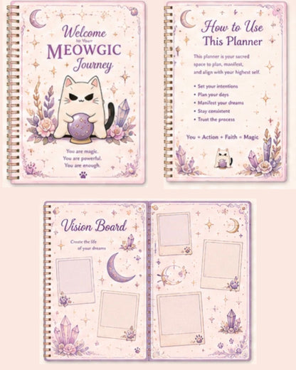 The Zodiac Book of Meowgic Horoscope Planner & Manifestation Journal (250pages) /  El Cuaderno De Horoscopos y Calendario Para Agendar Tus Planes y Manifestar De (250 Paginas).