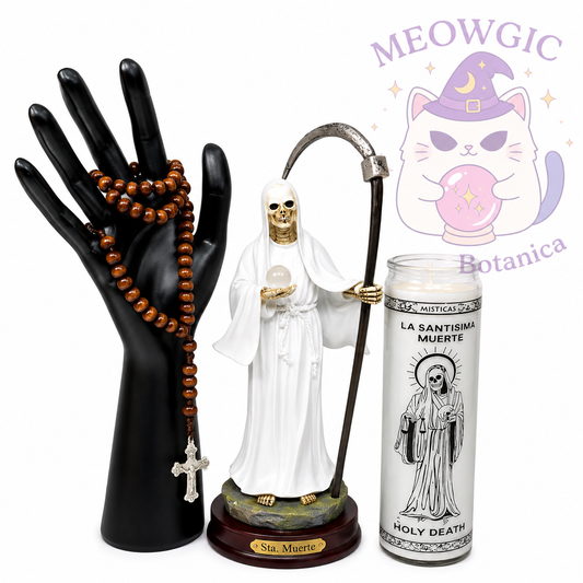 🤍￼ White Santa Muerte (15inches) With candle & Rosary