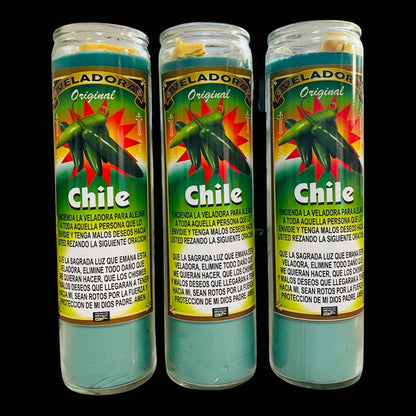 3x Set Veladora de Chile Preparada y Conjurada Contra Envidia y Enemigos Vol. 2 | 3x Set Chile Pepper Candle Prepared & Conjured Against Envy and Enemies Vol. 2