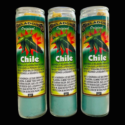 (2) 3x Set Veladora de Chile Preparada y Conjurada Contra Envidia y Enemigos | 3x Set Chile Pepper Candle Prepared & Conjured Against Envy and Enemies