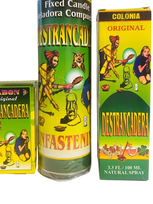 (1)  "DESTRANCADERA CANDLE SET" | "JUEGO DE VELADORA DESTRANCADERA"