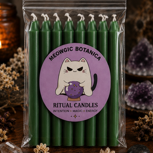 "💚 Pack of 16 Green Soy Ritual Candles — Money, Luck &amp; Abundance Energy"  " 💚 Paquete de 16 Velas Rituales Verdes de Soya — Dinero, Suerte y Energía de Abundancia"