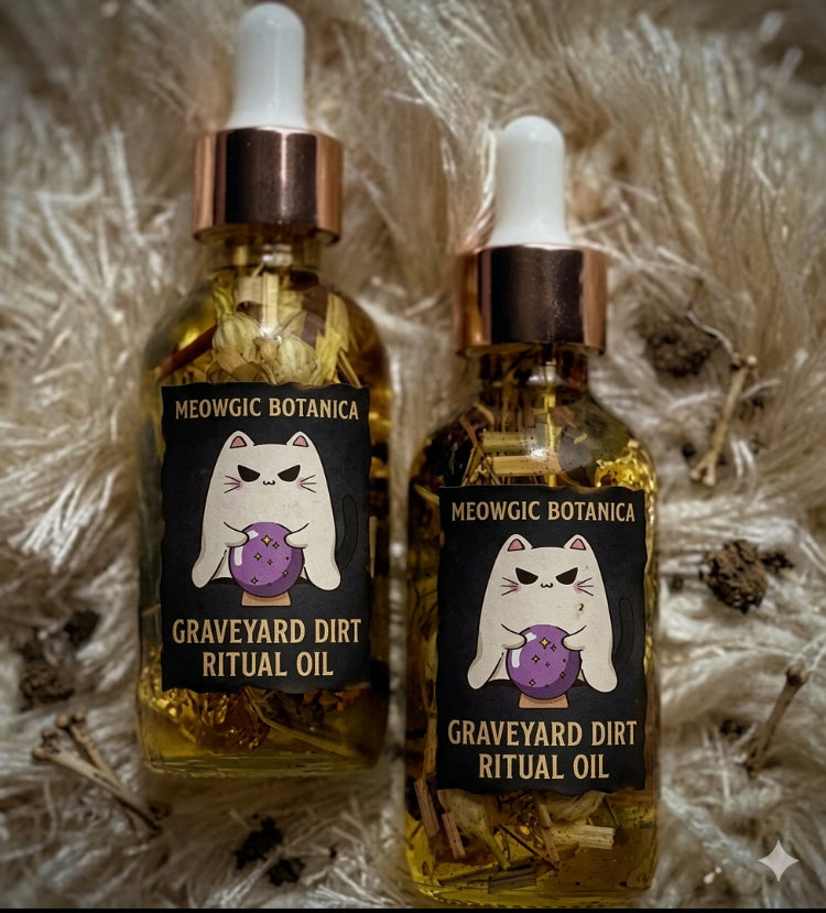 " GRAVEYARD DIRT RITUAL OIL"  "ACEITE DE TIERRA DE PANTEON"