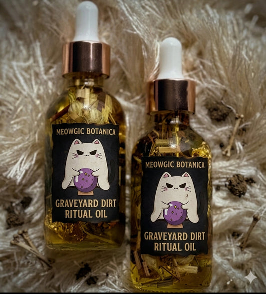 " GRAVEYARD DIRT RITUAL OIL"  "ACEITE DE TIERRA DE PANTEON"